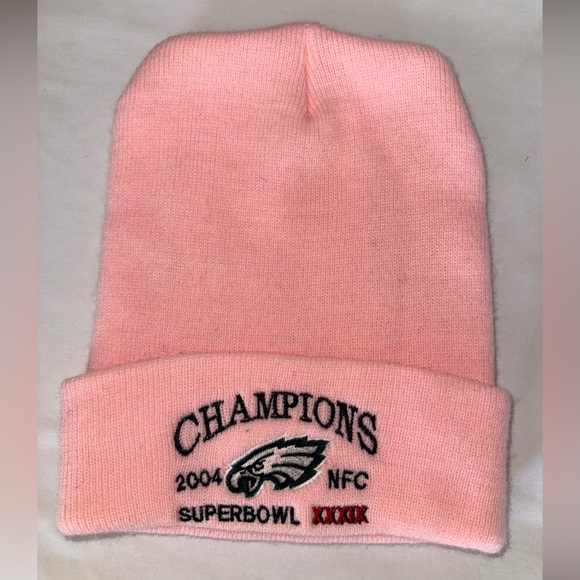 Philadelphia Eagles Pink Beanie - 2004 NFC Champions Patch - Vtg Never worn! - Picture 1 of 5